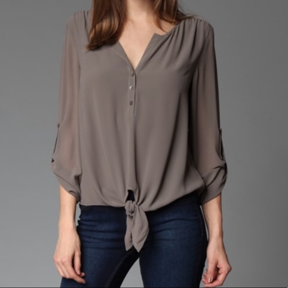 Naked Zebra Rolled Sleeve Blouse with Tie waist